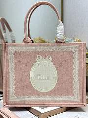 Dior Medium Book Tote with shoulder strap Pink-36*27*16cm - 3