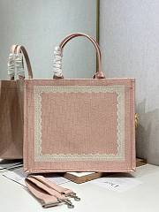 Dior large Book Tote with shoulder strap Pink and white-42*32*5CM - 5