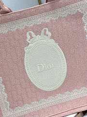 Dior large Book Tote with shoulder strap Pink and white-42*32*5CM - 4