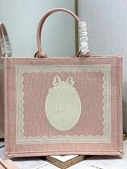 Dior large Book Tote with shoulder strap Pink and white-42*32*5CM - 3