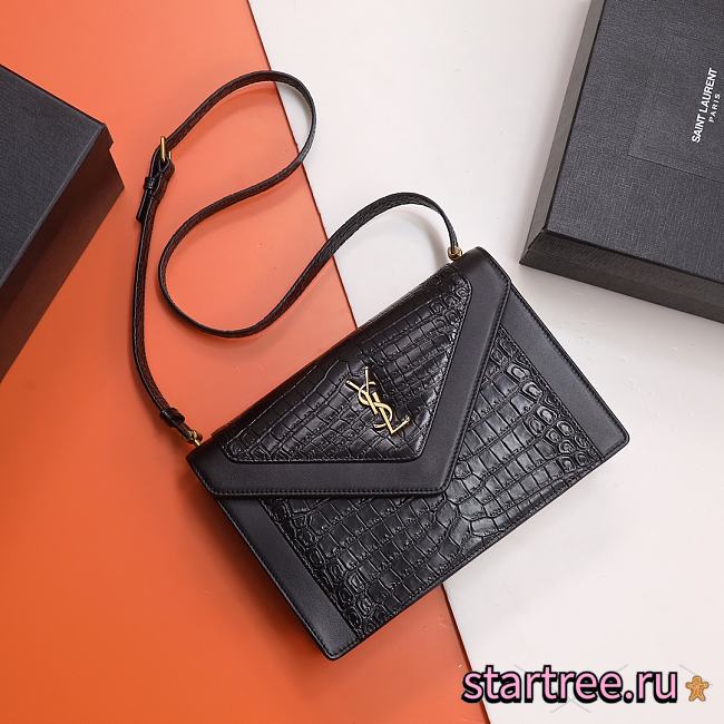 YSL Saint Laurent Calfskin Crocodile Embossed Gaby-26*18*5cm - 1