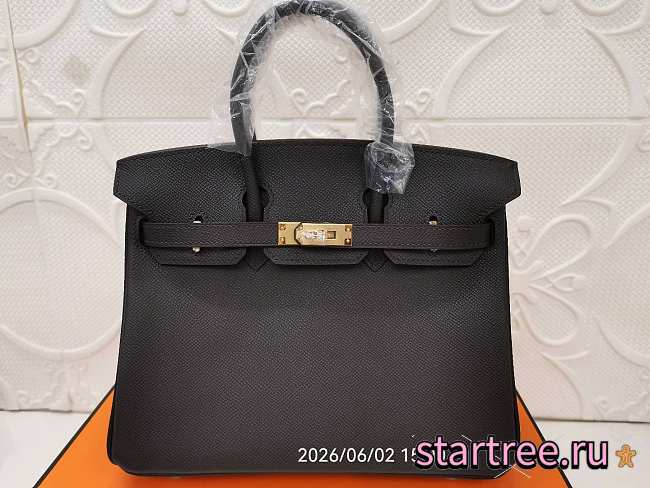 Hermes 25 Birkin Bag In Epsom leather Chocolate and Gold Hardware - 1