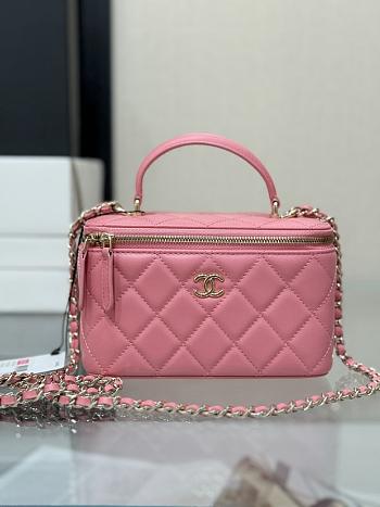 Chanel 24P Handle Bag with Chain Lambskin Pink-16.5*10*8cm