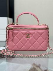 Chanel 24P Handle Bag with Chain Lambskin Pink-16.5*10*8cm - 5