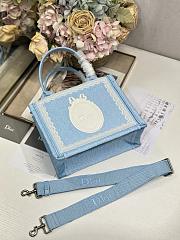 Dior Small Book Tote with shoulder strap Blue and white-26.5 x 22 x 14cm  - 3