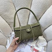 Chanel 26A Bowling Bag Suede Green 11*23*12.5cm - 2