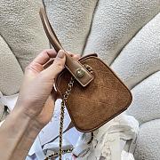 Chanel 26A Bowling Bag Suede Brown-11*23*12.5cm - 4