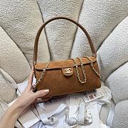 Chanel 26A Bowling Bag Suede Brown-11*23*12.5cm - 2