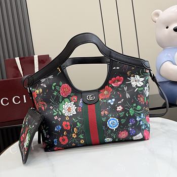 Gucci Giglio small tote bag black and multicolor Flora net