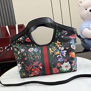 Gucci Giglio small tote bag black and multicolor Flora net - 2