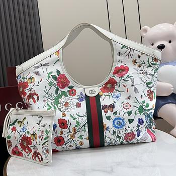 Gucci Giglio small tote bag White and multicolor Flora net  