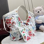 Gucci Giglio small tote bag White and multicolor Flora net   - 3