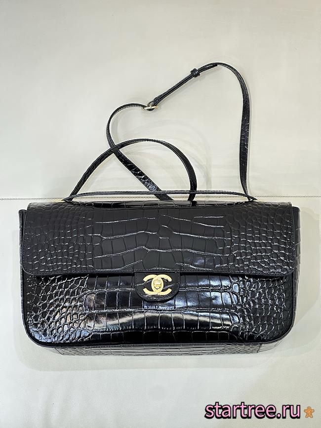 Chanel MaxiFlap Bag crocodile Black Gold Hardware-32*19.5*10cm - 1