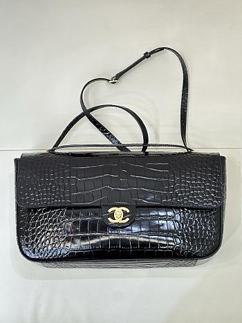 Chanel MaxiFlap Bag crocodile Black Gold Hardware-32*19.5*10cm