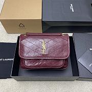 YSL NIKI BABY IN VINTAGE LEATHER ROUGE CABERNET-21 x 16 x 7.5 CM  - 1