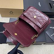 YSL NIKI BABY IN VINTAGE LEATHER ROUGE CABERNET-21 x 16 x 7.5 CM  - 3