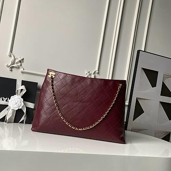 Chanel Shopping Bag Lambskin & Gold-Tone Metal Burgundy- 29 x 40 x 9cm