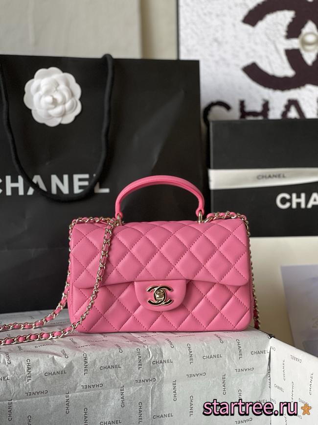 Chanel Mini Classic Flap Bag With Handle In Rose Pink-20cm - 1