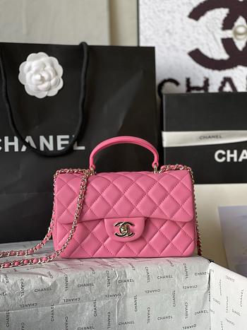 Chanel Mini Classic Flap Bag With Handle In Rose Pink-20cm