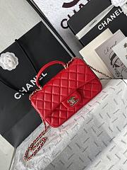 Chanel Mini Classic Flap Bag With Handle In Red-20cm - 3
