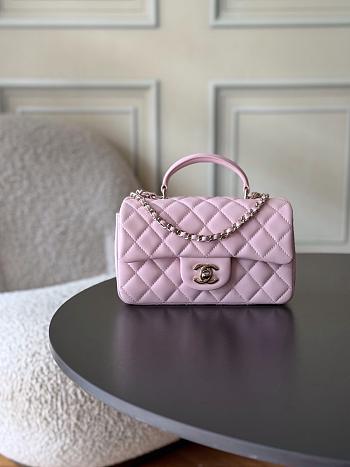 Chanel Mini Classic Flap Bag With Handle In Light Pink-12*20*6cm